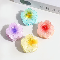 Pince à Cheveux Griffe Florale pour Femmes et Filles en Matériau PC, Clip Latéral Fleuri Dégradé pour Coiffure Demi-Queue, Quotidien et Fêtes