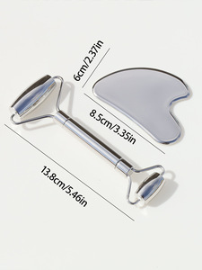 Stainless Steel Facial Gua Sha Board Set with Double Rollers for Eye Lifting and <b>Massage</b> for Home Use GZ RTS Bulk Mixed Order - Product Image 3