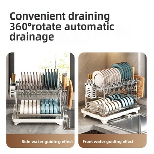 Égouttoir à vaisselle multifonctionnel moderne en acier inoxydable écologique pour comptoir de cuisine, support de rangement pour assiettes <span class=keywords><strong>et</strong></span> bols - Product Image 4