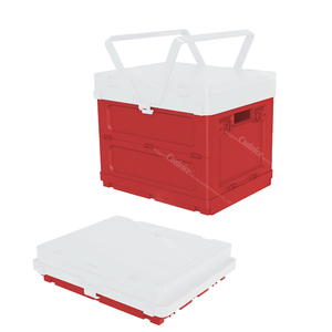 <b>Plastic</b> Pp Stackable Portable Camping Picnic Basket Collapsible Storage <b>Crate</b> With Handle and Lid - Product Image 3