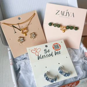 맞춤형 로고 금박 인쇄 귀걸이 및 목걸이 포장 디스플레이 아트지 제작 보석 카드 - Product Image 3