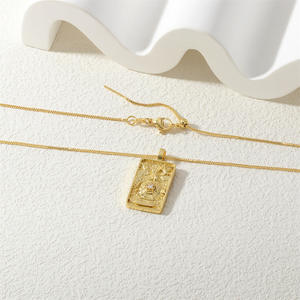 Collar de Tarot Retro, collar cuadrado con símbolo de atracción para hombres y mujeres, collar Punk Sun Moon <span class=keywords><strong>the</strong></span> Fool Magician Empress World - Product Image 5