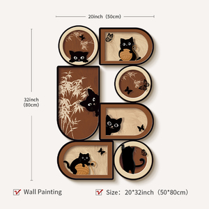Tranh treo tường phong cách cổ điển, họa tiết mèo, phù hợp làm tranh trang trí tường sofa, nhà hàng độc đáo, thiết kế hiện đại. - Product Image 6