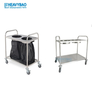 Heavybao Populaire Cantine En Acier Inoxydable Avec Sac Poubelle Chariot Sac À Déchets Nettoyage Chariot Pour Restaurant - Product Image 2