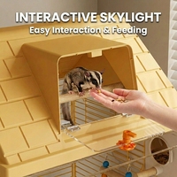 Villa de luxe pliable en acrylique haute visibilité pour petits animaux, grand habitat à vue frontale claire, avec lucarne interactive, pour petaurs