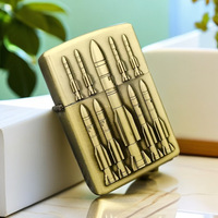 Briquet à cigarettes en métal pour fabricants, avec relief tridimensionnel motif missile, coupe-vent, au kérosène, pour cigares et cigarettes