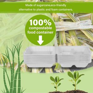 Biodegradable Disposable Cornstarch Lunch Box Clamshell Food <b>Container</b> 32 oz Microwave & Freeze Safe <b>Takeaway</b> Takeout Packaging - Product Image 4