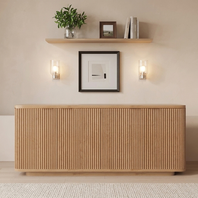 FERLY Modern Minimalist Panel Solid Wood Durable Media Console Customized Color Size American Living Room Furniture