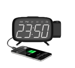Réveil radio à projection numérique avec fonction snooze, design moderne, grand écran LED, <span class=keywords><strong>projecteur</strong></span> rotatif à 180°, variateur d'intensité à 2 niveaux - Product Image 5