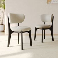 Chaise de salle à manger en bois massif, style moderne minimaliste nordique d'inspiration italienne, style luxe léger, tons crème avec dossier, origine Chine