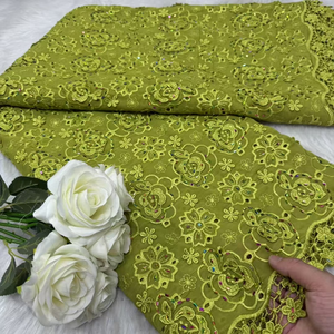 Ni. Ai Chất lượng cao Thêu của phụ nữ Dresses Cà Phê Nâu voan cotton ren vải nước hòa tan ren dệt kim kỹ thuật - Product Image 6