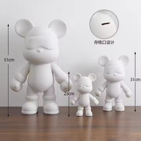 En gros, Ornement créatif DIY en résine, ours fluide blanc à surface vierge, tirelire à peindre