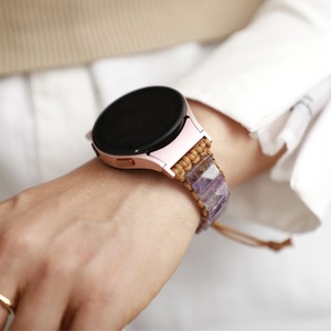 Luxe 22mm Améthyste Rose Plaqué Or Fermoir <span class=keywords><strong>Bracelet</strong></span> De Montre <span class=keywords><strong>Bracelet</strong></span> Perlé <span class=keywords><strong>Femme</strong></span> Bijoux pour Samsung pour <span class=keywords><strong>Galaxy</strong></span> <span class=keywords><strong>Watch</strong></span> <span class=keywords><strong>4</strong></span> 5 6 7 - Product Image 3
