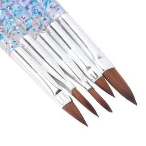 Ensemble de 5 pinceaux à ongles avec manche en cristal, poils synthétiques, pinceaux pour dessin au gel UV, pour la conception de manucure - Product Image 4