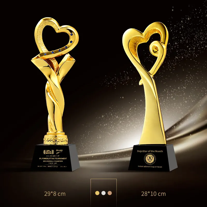 Gepersonaliseerde Hart Trofee Souvenirs Gift Fabriek Groothandel Aanpassen Trofee Hars Kristal Trofee