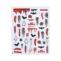 Halloween Nail Art Autocollants Fantôme Ongles Stickers 3D Horreur Fantôme Crâne Toile D'araignée Chauve-Souris Citrouille Autocollants Conception Halloween