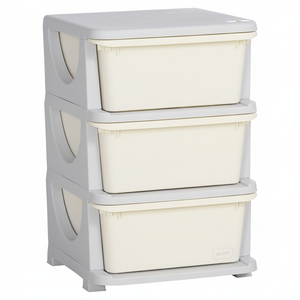 Organisateur de rangement pour jouets à 3 niveaux, blanc crème, durable, tiroirs spacieux pour chambre à coucher, crèche, salon, tout-petits, fabriqué en Chine, modèle - Product Image 4