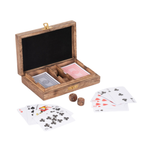 Scatola in legno per carte con dettagli in ottone, set di giochi da tavolo classici per la casa e il soggiorno - Product Image 5