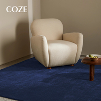 Tapis tufté à la main de style moderne bleu foncé uni pour salon et ensemble de tapis de zone, en stock