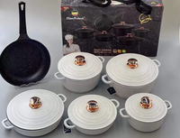 Ensemble de casseroles et poêles antiadhésives en fonte de fer de haute qualité avec logo personnalisé, casseroles en aluminium, batterie de cuisine