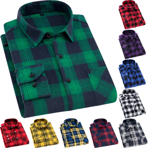 Camisa de franela de alta calidad para hombre, camisa de vestir a cuadros de manga larga de algodón 100% con botones de talla grande - Product Image 2