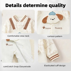Mono de bebé con cuello y estampado de perro para primavera y otoño, de punto de algodón suave con estampado de dibujos animados, para recién nacidos de 0 a 5 años, ropa de bebé. - Product Image 2