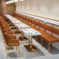 Mobilier de restaurant personnalisé combinaison table et chaise commerciales en fer forgé doré pour siège de carte canapé café restaurant