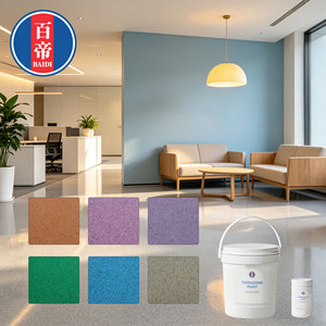 Peinture de sol autolissante à base d'époxy aqueux avec sable coloré, effet marbre brillant, pour béton - Product Image 1