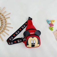 Sac de poitrine pour enfants, adorable et mignon, dessin animé Mickey Minnie, cadeaux pour enfants, portable, antivol, rangement, bandoulière, tissu, tout