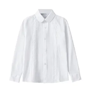 Girls' school uniform white shirt pure cotton elementary school girls' white performance uniform children's white shirt