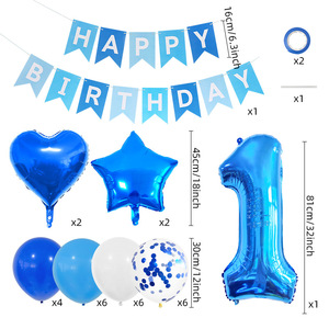 <span class=keywords><strong>Kit</strong></span> de ballons bleus pour <span class=keywords><strong>anniversaire</strong></span> d'enfants, fournitures pour fête d'<span class=keywords><strong>anniversaire</strong></span>, baby shower, bannière d'<span class=keywords><strong>anniversaire</strong></span>, drapeau suspendu, accessoires de fond photo - Product Image 3