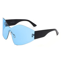 S2126 Lunettes de soleil Y2K tendance 2025 pour hommes et femmes, monture large, verre monobloc, lunettes de soleil futuristes style millénaire