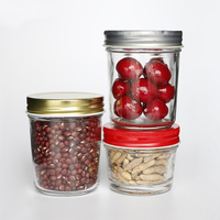 Bocaux en verre coniques rétro de 120ml, petit conteneur à Dessert Eco maçon avec couvercles en argent pour épices au miel, 4oz