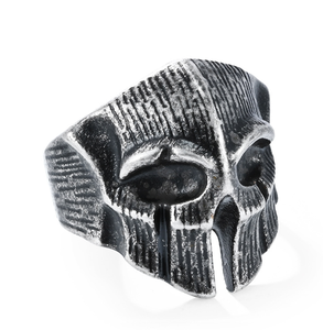 <span class=keywords><strong>Anillo</strong></span> de acero inoxidable para hombre hecho en fábrica de Yiwu, chapado en oro de 18 quilates, Calavera Spartan Warrior, moda Vintage, diseño de Hip Hop negro para hombres - Product Image 1