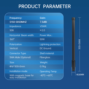 Dài khoảng cách tăng cao <span class=keywords><strong>7</strong></span>.5dbi 5150-5850MHz 5.8G không thấm nước omni-directional ngoài trời 5g sợi thủy tinh Antenna - Product Image 4