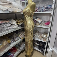 Robe longue sans manches à double bretelle et sequins pour femme, coupe ajustée sexy