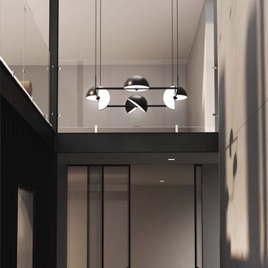 Nordic Round Pendant <b>Light</b> Black E27 LED Adjustable Height For Restaurant Bar Study Desk Lighting - Product Image 3