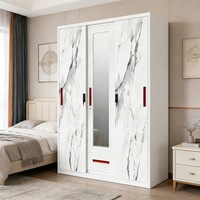 Armoire moderne de luxe en acier avec porte coulissante et panneau en verre à motif marbré