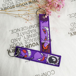 사용자 정의 자수 편지 로고 키 태그 비행 전 자수 키 체인 패브릭 비행기 제거 태그 키 체인 양면 - Product Image 6