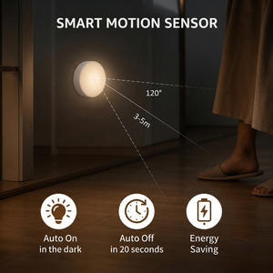 Motion Sensor <b>Night</b> <b>Light</b> Round LED Puck Lamp Warm White <b>Light</b> for Bedroom Bathroom Kitchen Closet - Product Image 3