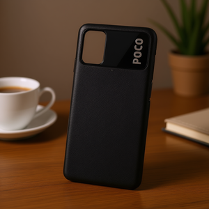 Funda trasera Poco para Xiaomi Poco M3, funda protectora estilo cuero negro - Product Image 3