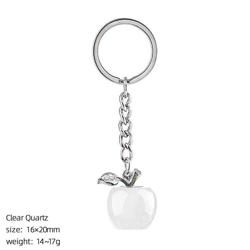 Llavero de manzana de cristal blanco