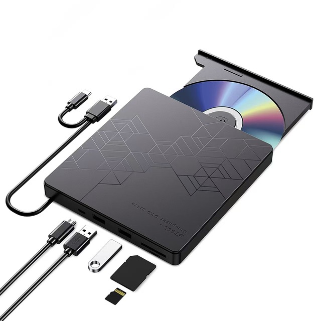5-in-1 Ultra-Slim Portable Optical USB 3.0 External CD/DVD Drive CD ROM Burner Writer External Disk Drive for Laptop Desktop