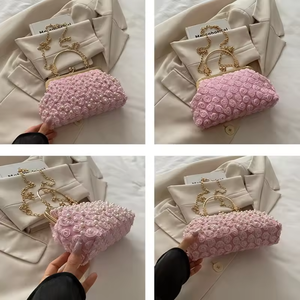 Sacs à bandoulière élégants pour femmes avec motif floral et perles, sacs de soirée de luxe à chaîne, pochettes de mariage tendance, sacs fourre-tout pour femmes - Product Image 4