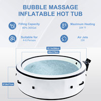 Jacuzzi Inflable Premium, Spa Portátil con Chorros de Masaje de Burbujas, Relajación Interior y Exterior para Jardín o Villa