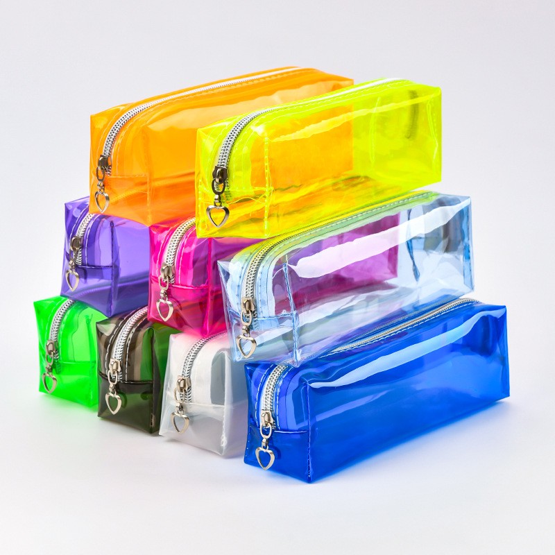 Vente en gros facto Sacs à crayons en plastique PVC transparent personnalisés Trousse pour écolière Fille Garçon sac en plastique