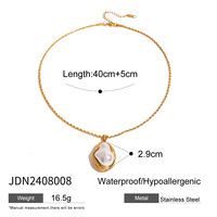 XIFEI moda personalizada Vintage geométrico acero inoxidable 18K chapado en oro conjunto piedras preciosas colgante collar