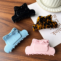 Pince à cheveux tendance en acétate avec logo personnalisé, motif chat, douce et mignonne, type pince requin, pour coiffures mi-hautes et chignons, accessoires capillaires pour femmes