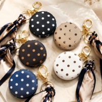Porte-clés miroir personnalisé, porte-clés miroir en cuir portable, pendentif miroir double face, mini miroir de poche compact, porte-clés miroir, cadeau de luxe