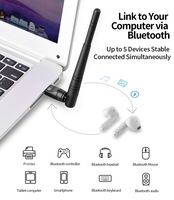 Adaptateur USB BT 6.0 pour PC de bureau : Plug & Play, Dongle sans fil longue portée 6.0V, pour appairer Casque/Haut-parleur/Souris/Clavier